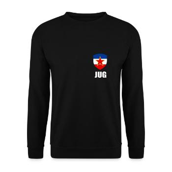 Drapeau Yougoslavie SFRJ Tito Yugo Serbie Croatie - Sweat-shirt Unisexe - noir - Devant - Alina (178cm) & Michal (187cm)