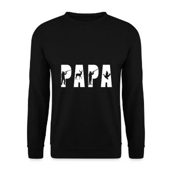 Papa Jagd Hirsch und Ente, Vatertagsgeschenk - Unisex Pullover - Schwarz - Vorne - Alina (178cm) & Michal (187cm)