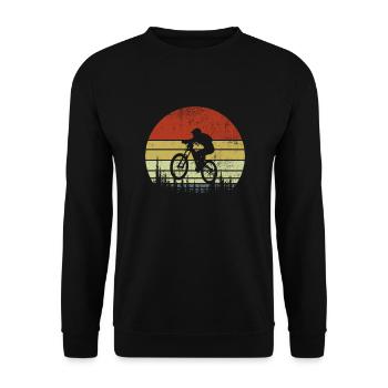 Vintage Retro Mountain Bike MTB Downhill Biking - Unisex Pullover - Schwarz - Vorne - Alina (178cm) & Michal (187cm)