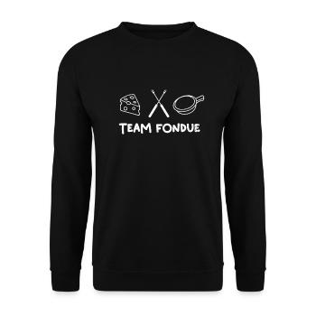 Team Fondue Liebhaber Käse Food - Unisex Pullover - Schwarz - Vorne - Alina (178cm) & Michal (187cm)