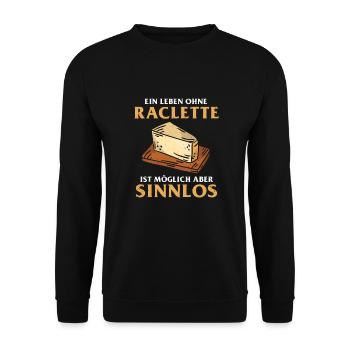Raclette Liebhaber Käse Food - Unisex Pullover - Schwarz - Vorne - Alina (178cm) & Michal (187cm)