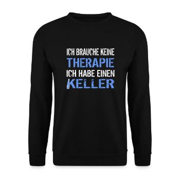 Heimwerker Werkstatt Keller statt Therapie - Unisex Pullover - Schwarz - Vorne - Alina (178cm) & Michal (187cm)