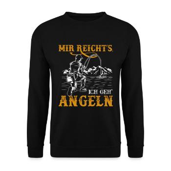 Mir reichts ich geh' angeln Angler Geschenkidee - Unisex Pullover - Schwarz - Vorne - Alina (178cm) & Michal (187cm)