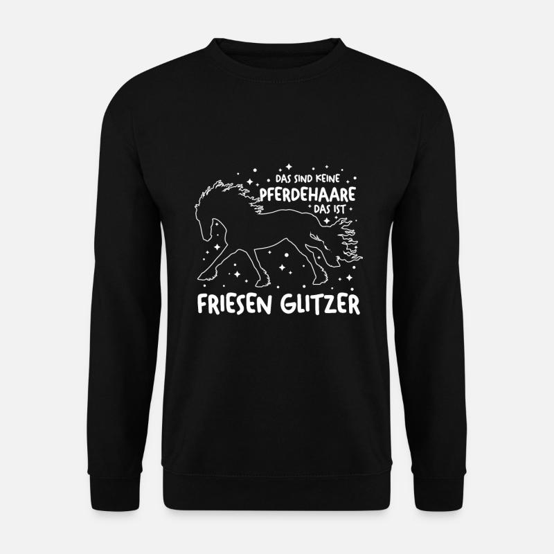 Pferdehaar Glitzer lustiges Friesen Pferd Geschenk - Unisex Pullover - Schwarz