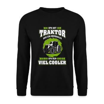 Opa mit Traktor Cooler Opa Landwirt Bauer Geschenk - Unisex Pullover - Schwarz - Vorne - Alina (178cm) & Michal (187cm)