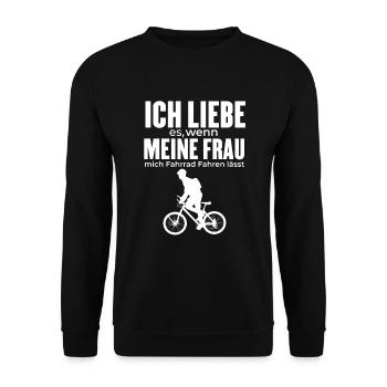 Ich liebe es wenn meine Frau Fahrrad Geschenk - Unisex Pullover - Schwarz - Vorne - Alina (178cm) & Michal (187cm)