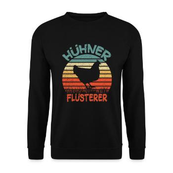 Hühner Flüsterer Huhn Hühnerstall bauernhof - Unisex Pullover - Schwarz - Vorne - Alina (178cm) & Michal (187cm)