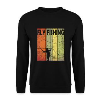 Forellen zum Fliegenfischen - Unisex Pullover - Schwarz - Vorne - Alina (178cm) & Michal (187cm)