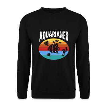 Aquarianer Geschenk Aquaristik Aquarium Fisch - Unisex Pullover - Schwarz - Vorne - Alina (178cm) & Michal (187cm)