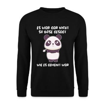 Böser Panda-Bär Sarkasmus Ironie Spruch - Unisex Pullover - Schwarz - Vorne - Alina (178cm) & Michal (187cm)