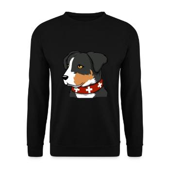 Schweizer Sennenhund Bauernhund Berghund Geschenk - Unisex Pullover - Schwarz - Vorne - Alina (178cm) & Michal (187cm)