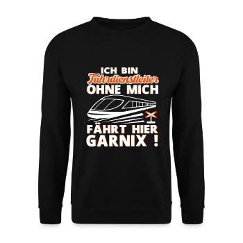 Fahrdienstleiter und Eisenbahner Sprüche Geschenke - Unisex Pullover - Schwarz - Vorne - Alina (178cm) & Michal (187cm)