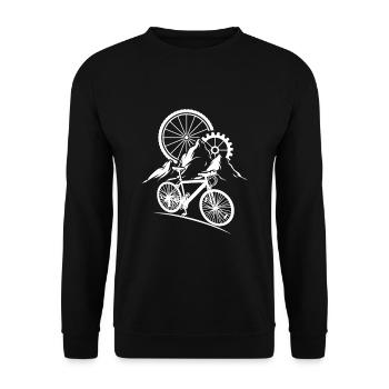 Motif de vélo avec Bergen Vélo Imprimé - Sweat-shirt Unisexe - noir - Devant - Alina (178cm) & Michal (187cm)