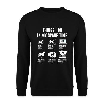 Things I Do in My Spare Time Equitation - Sweat-shirt Unisexe - noir - Devant - Alina (178cm) & Michal (187cm)