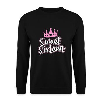 Sweet Sixteen 16th Birthday Gift - Unisex Sweatshirt - black - Front - Alina (178cm) & Michal (187cm)