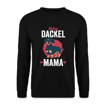 Stolze Dackel Mama Hunde Geschnkidee Frauchen - Unisex Pullover - Schwarz - Vorne - Alina (178cm) & Michal (187cm)
