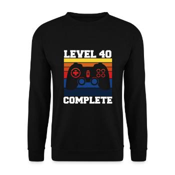 Level 40 Years Birthday Gift Idea - Unisex Sweatshirt - black - Front - Alina (178cm) & Michal (187cm)