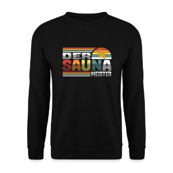 Aufguss schwitzen Der Saunameister Sauna Wellness - Unisex Pullover - Schwarz - Vorne - Alina (178cm) & Michal (187cm)