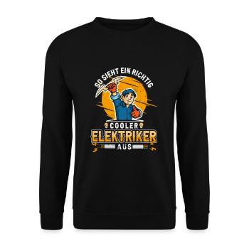 Cooler Elektriker Beruf Lustiger Sprüche - Unisex Pullover - Schwarz - Vorne - Alina (178cm) & Michal (187cm)