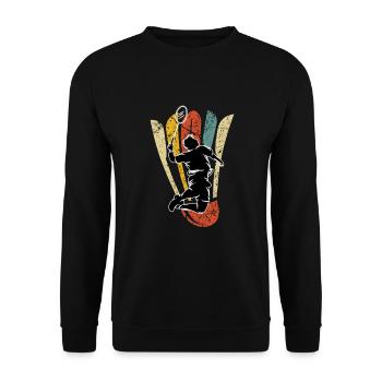 Federball Badminton Schläger Badmintonspieler - Unisex Pullover - Schwarz - Vorne - Alina (178cm) & Michal (187cm)