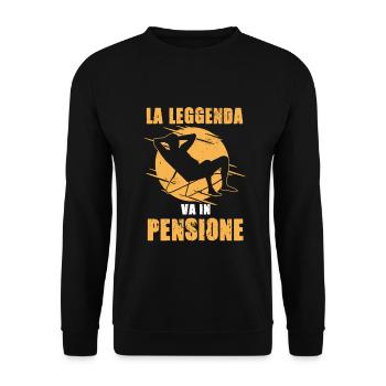La Leggenda Va In Pensione Maglietta Regalo - Unisex Pullover - Schwarz - Vorne - Alina (178cm) & Michal (187cm)
