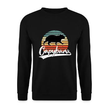 Capybara Capibara Liebhaber Nagetier Wasserschwein - Unisex Pullover - Schwarz - Vorne - Alina (178cm) & Michal (187cm)