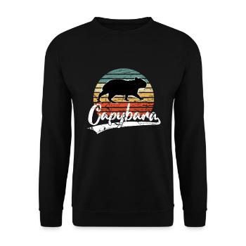 Capybara Capibara Nagetier Wasserschwein Retro - Unisex Pullover - Schwarz - Vorne - Alina (178cm) & Michal (187cm)