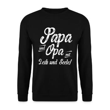 Papa Und Opa Mit Leib Und Seele Papa Opa Vatertag - Unisex Pullover - Schwarz - Vorne - Alina (178cm) & Michal (187cm)