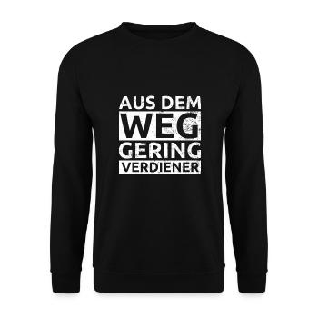 Aus dem Weg Geringverdiener Kapitalismus - Unisex Pullover - Schwarz - Vorne - Alina (178cm) & Michal (187cm)