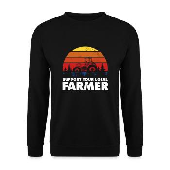 Support Your Local Farmer Tractor Farming - Unisex Pullover - Schwarz - Vorne - Alina (178cm) & Michal (187cm)