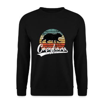 Capybara Capibara Nagetier Wasserschwein Retro - Unisex Pullover - Schwarz - Vorne - Alina (178cm) & Michal (187cm)