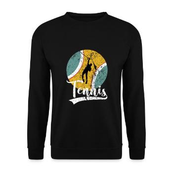 Tennis Trainer Tennisspieler Herren Retro Vintage - Unisex Pullover - Schwarz - Vorne - Alina (178cm) & Michal (187cm)