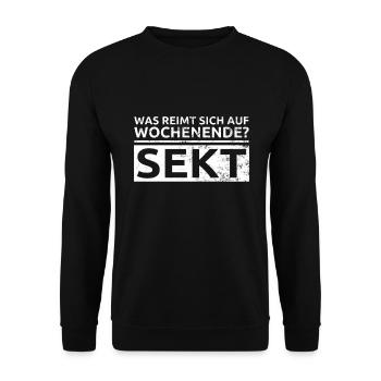 Sekt Sekttrinker Sektliebhaber Wochenende Reim - Unisex Pullover - Schwarz - Vorne - Alina (178cm) & Michal (187cm)
