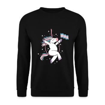 Transgenre Unicorn LGBTQ Trans Pride - Sweat-shirt Unisexe - noir - Devant - Alina (178cm) & Michal (187cm)
