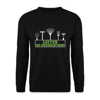 Leiter des Rechenzentrums Gärtner Garten Arbeit - Unisex Pullover - Schwarz - Vorne - Alina (178cm) & Michal (187cm)