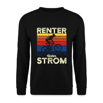 Rentner Unter Strom Fahrrad Geschenk Pension - Unisex Pullover - Schwarz - Vorne - Alina (178cm) & Michal (187cm)