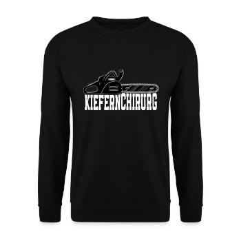 Kiefernchirurg Waldarbeiter Kettensäge Holzfäller - Unisex Pullover - Schwarz - Vorne - Alina (178cm) & Michal (187cm)