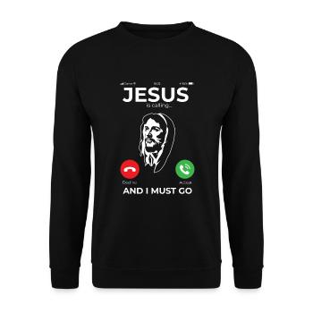 Jesus Catholic Christian Gift - Unisex Sweatshirt - black - Front - Alina (178cm) & Michal (187cm)