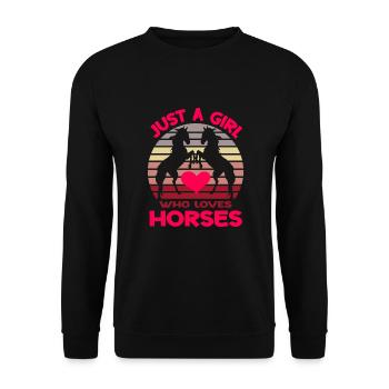 Just a girl who loves horses Reiterin Pferde Pferd - Unisex Pullover - Schwarz - Vorne - Alina (178cm) & Michal (187cm)