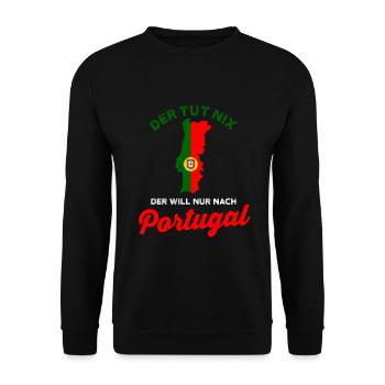 Portugal Urlaub Lustig Geschenk Portugal Flagge - Unisex Pullover - Schwarz - Vorne - Alina (178cm) & Michal (187cm)