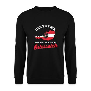 österreich Urlaub Lustig Geschenk Austria Flagge - Unisex Pullover - Schwarz - Vorne - Alina (178cm) & Michal (187cm)