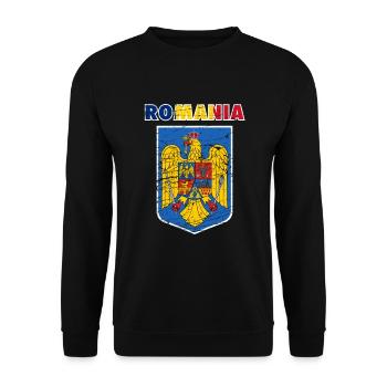 Romania Romania Coat of Arms Eagle Emblem Gift - Unisex Sweatshirt - black - Front - Alina (178cm) & Michal (187cm)