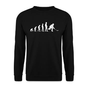 Eishockey Eishockeyspieler Evolution Geschenk - Unisex Pullover - Schwarz - Vorne - Alina (178cm) & Michal (187cm)