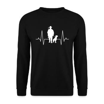 Hunter Hunting Forester Hunting Dog ECG Line Gift - Unisex Sweatshirt - black - Front - Alina (178cm) & Michal (187cm)