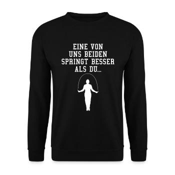 Seilspringen Rope Skipping Cooler Spruch Geschenk - Unisex Pullover - Schwarz - Vorne - Alina (178cm) & Michal (187cm)
