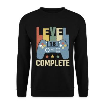 Level 18 Complete 18th Birthday 18 Years Gift - Unisex Sweatshirt - black - Front - Alina (178cm) & Michal (187cm)