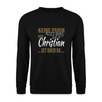 Christian - Pas de panique - drôle de cadeau - Sweat-shirt Unisexe - noir - Devant - Alina (178cm) & Michal (187cm)