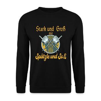 Spätzle und Soß - Unisex Pullover - Schwarz - Vorne - Alina (178cm) & Michal (187cm)