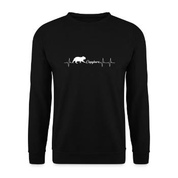 Capybara Heartbeat ECG Capibara Capybara - Unisex Sweatshirt - black - Front - Alina (178cm) & Michal (187cm)