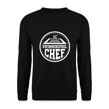 Swimmingpool Chef Bademeister Schwimmbad schwimmen - Unisex Pullover - Schwarz - Vorne - Alina (178cm) & Michal (187cm)
